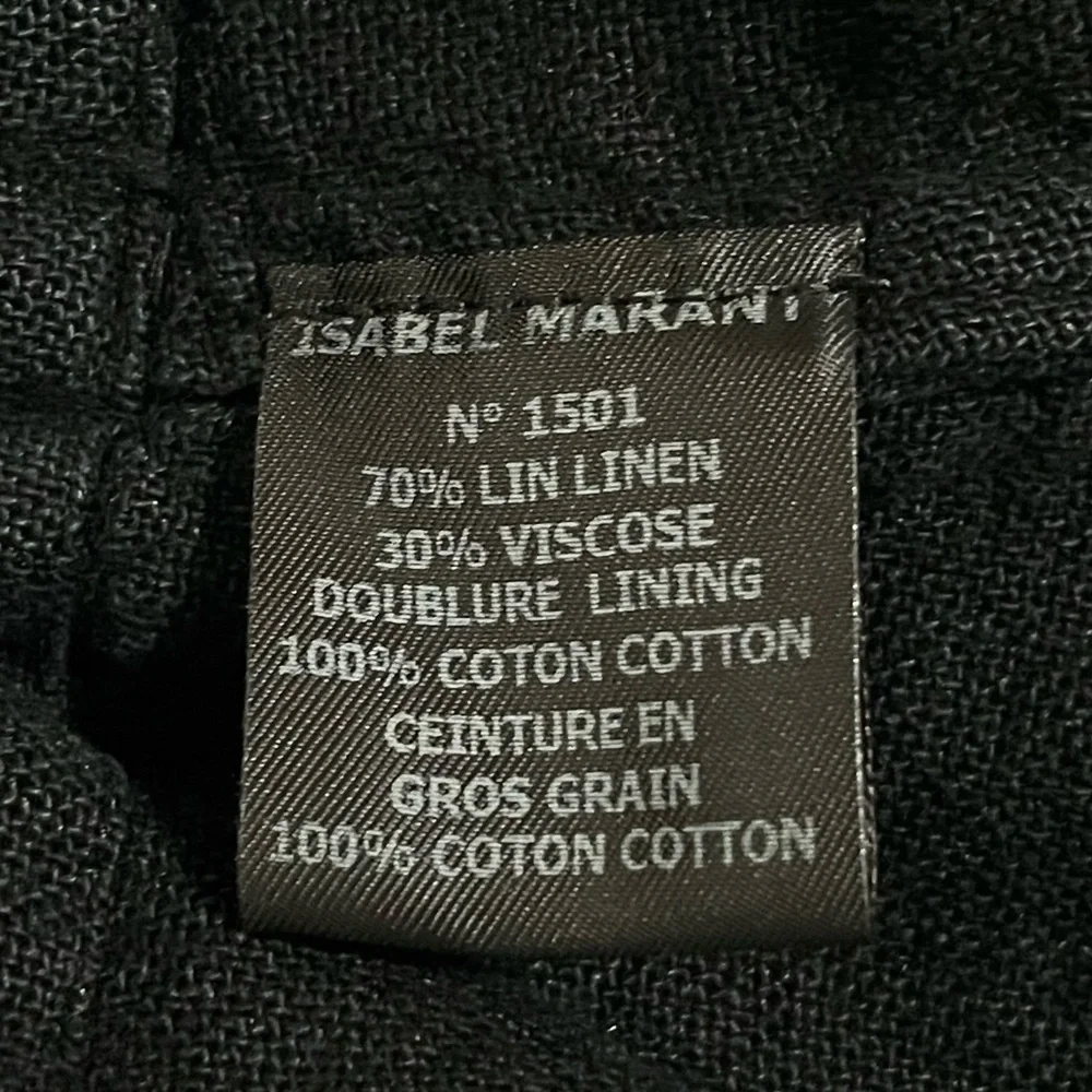 Isabel Marant Etoile Linen Blend Utility Jacket Zip Front Belted Black 6 Medium - Picture 13 of 13